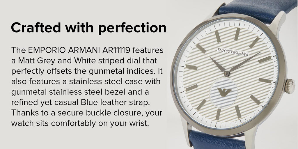 Emporio Armani Renato White DIal Blue Leather Strap Watch For Men - AR11119