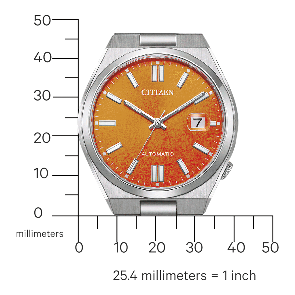 Citizen Tsuyosa Automatic Orange Dial Silver Steel Strap Watch For Men - NJ0151-88Z
