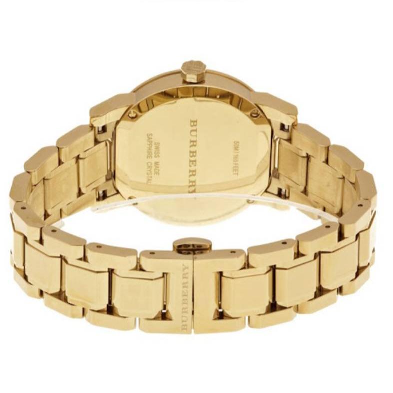 Burberry The City White Dial Gold Steel Strap Watch for Women - BU9103