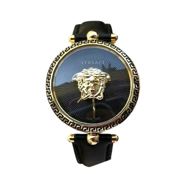 Versace Palazzo Empire Black Dial Black Leather Strap Watch for Women - VCO020017