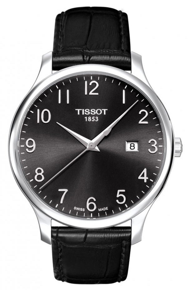 Tissot T Classic Tradition Black Dial Black Leather Strap Watch For Men - T063.610.16.052.00