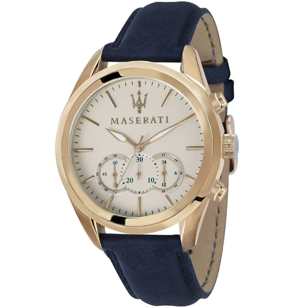 Maserati Epoca Chronograph White Dial Black Leather Strap Watch For Men - R8871618016