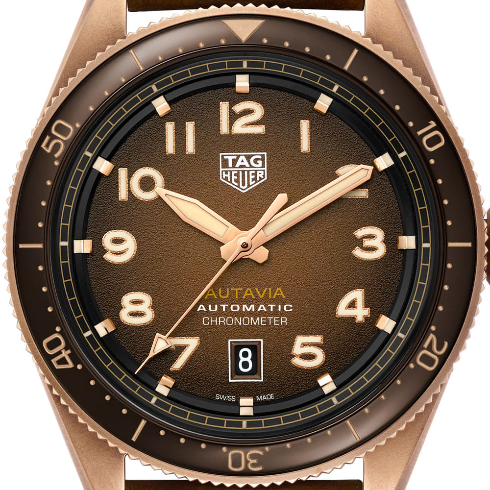 Tag Heuer Autavia Brown Dial Brown Leather Strap Watch for Men - WBE5191.FC8276