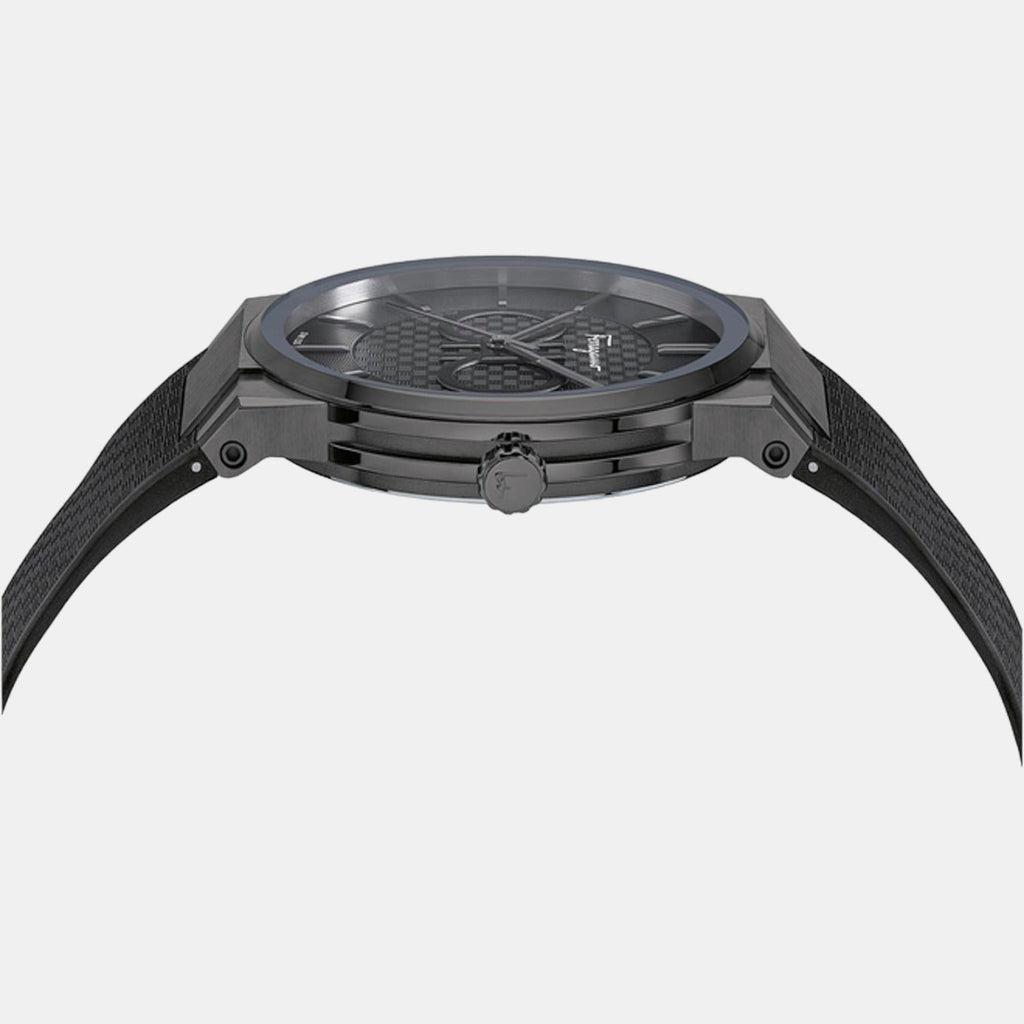 Salvatore Ferragamo Sapphire Black Dial Black Rubber Strap Watch for Men - SFHP00320