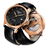 Tissot Le Locle Chronometer Black Dial Black Leather Strap Watch For Men - T006.408.36.057.00