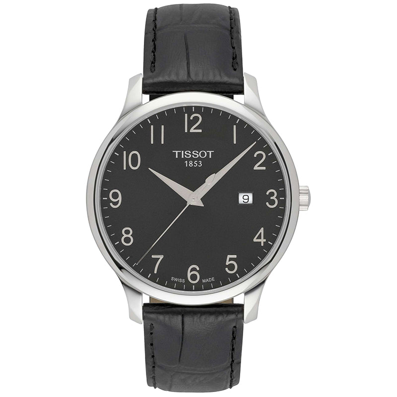 Tissot T Classic Tradition Black Dial Black Leather Strap Watch For Men - T063.610.16.052.00