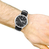 Tissot T Classic Tradition Quartz Black Dial Black Leather Strap Watch For Men - T063.610.16.058.00