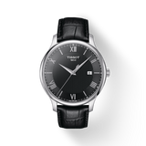 Tissot T Classic Tradition Quartz Black Dial Black Leather Strap Watch For Men - T063.610.16.058.00