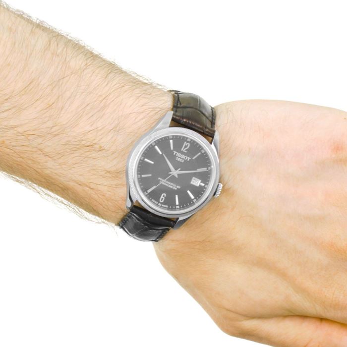 Tissot Ballade Powermatic 80 Cosc Black Dial Black Leather Strap Watch For Men - T108.408.16.057.00