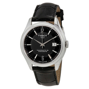 Tissot Ballade Powermatic 80 Cosc Black Dial Black Leather Strap Watch For Men - T108.408.16.057.00