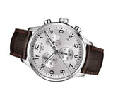 Tissot T Sport Chrono XL Classic Silver Dial Brown Leather Strap Watch For Men - T116.617.16.037.00