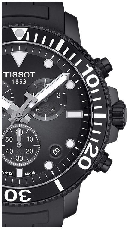 Tissot Seastar 1000 Chronograph Black Dial Black Rubber Strap Watch For Men - T120.417.37.051.02