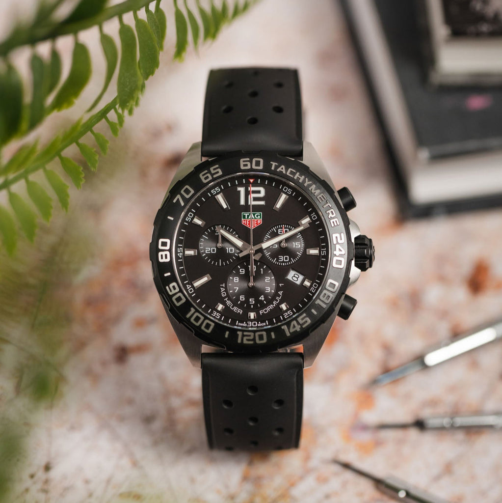 Tag Heuer Formula 1 Black Dial Black Leather Strap Watch for Men - CAZ1010.FT8024