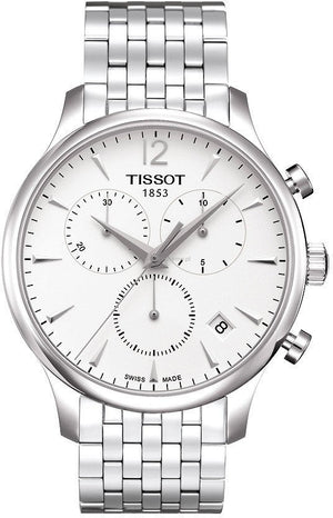 Tissot T Classic Tradition Chronograph White Dial Silver Steel Strap Watch For Men - T063.617.11.037.00