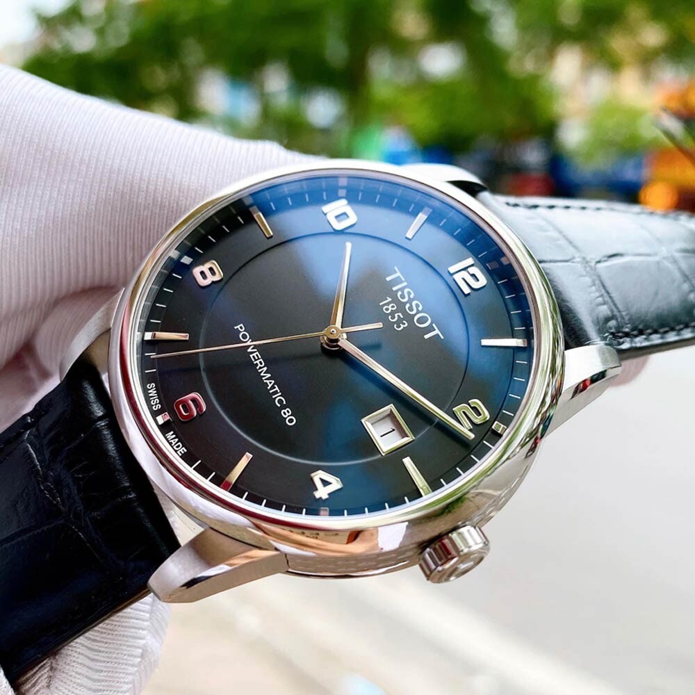 Tissot Luxury Powermatic 80 Black Dial Black Leather Strap Watch For Men - T086.407.16.057.00