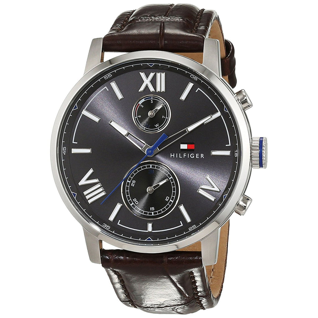 Tommy Hilfiger Aiden Quartz Black Dial Brown Leather Strap Watch for Men - 1791309