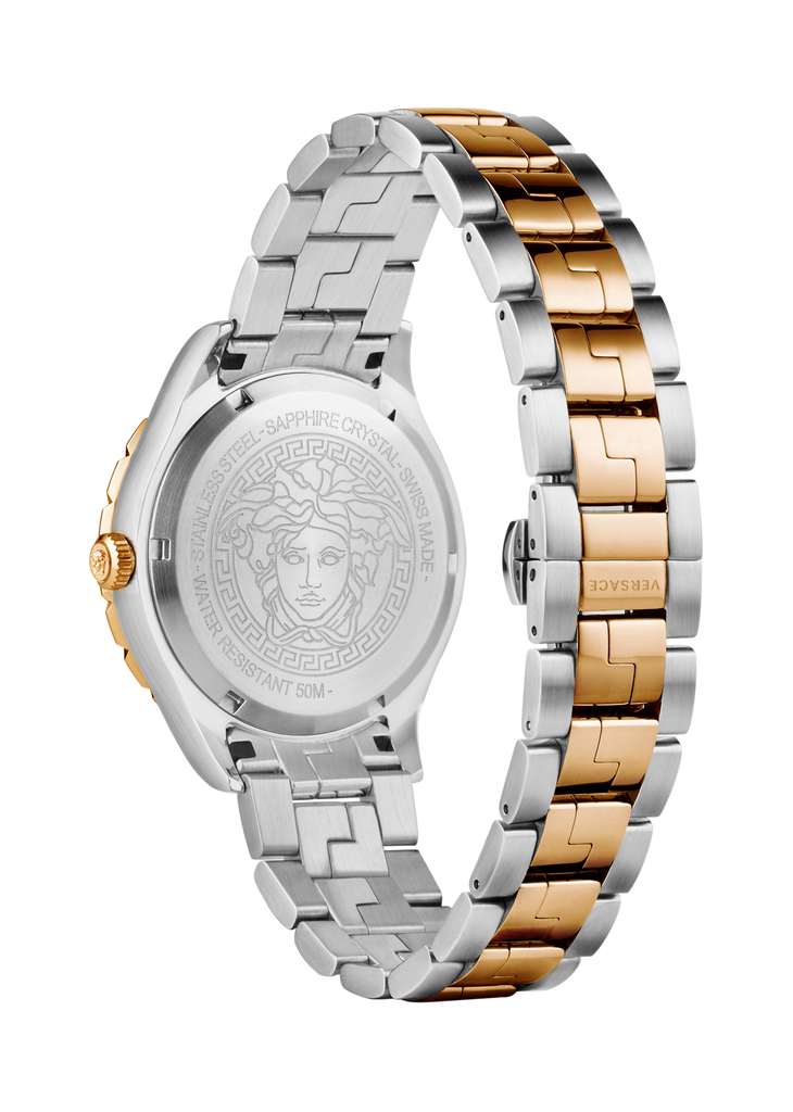Versace Hellenyium Quartz Brown Dial Two Tone Steel Strap Watch For Men - V11040015