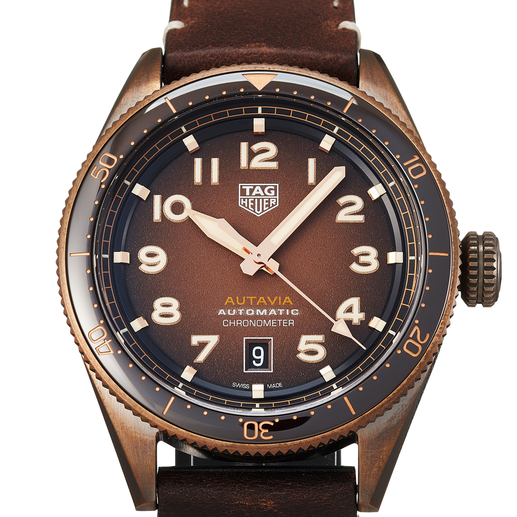 Tag Heuer Autavia Brown Dial Brown Leather Strap Watch for Men - WBE5191.FC8276