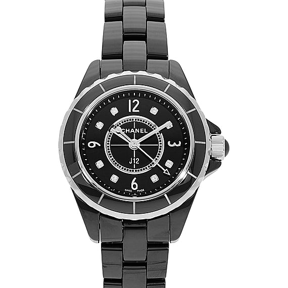 Chanel J12 Diamonds Black Dial Black Steel Strap Watch for Women - J12 H2569