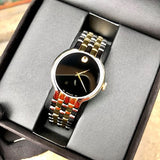 Movado Veturi Quartz Black Dial Two Tone Steel Strap Watch for Men - 0606932