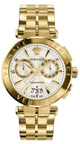 Versace V Racer Chronograph White Dial Gold Steel Strap Watch for Men - VBR060017