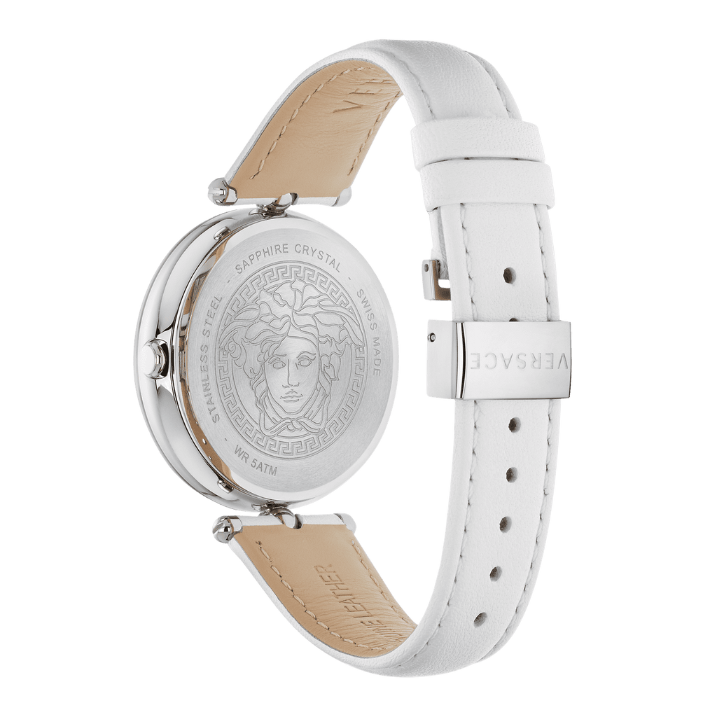 Versace Palazzo Empire White Dial White Leather Strap Watch for Women - VCO010017