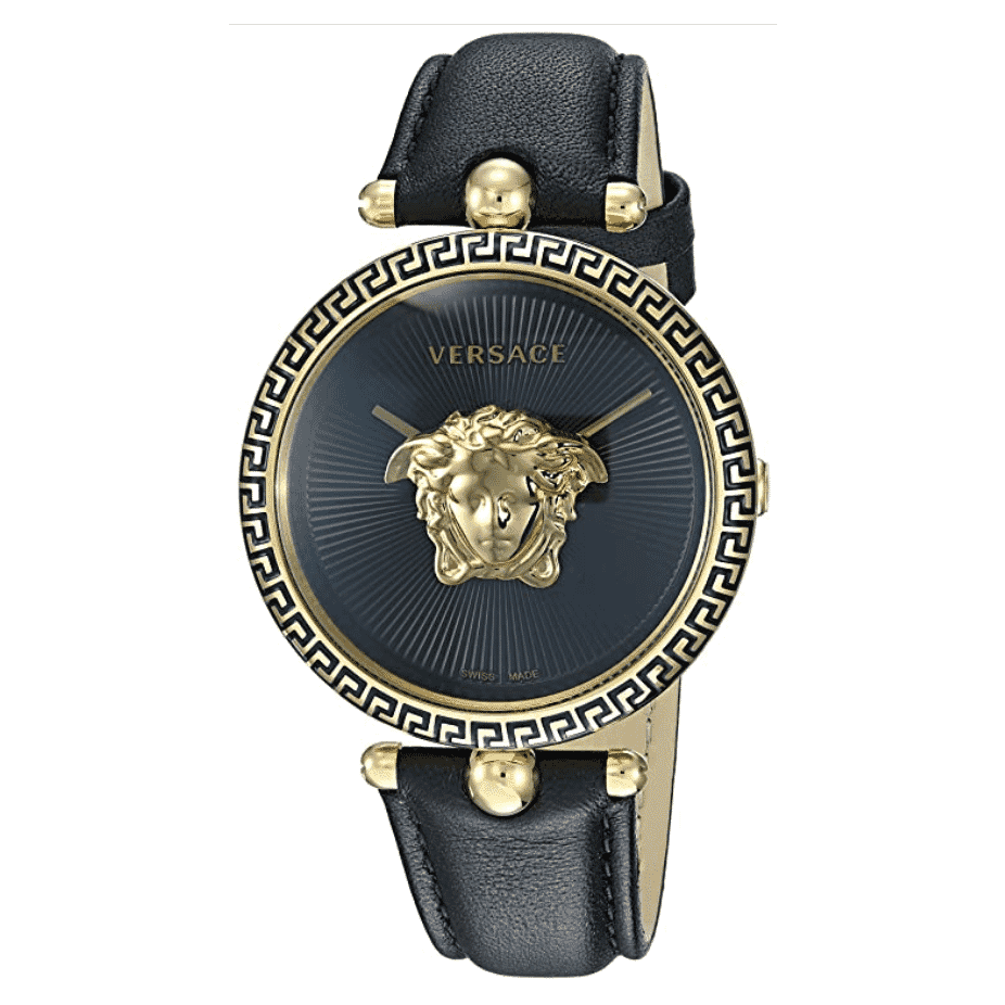 Versace Palazzo Empire Black Dial Black Leather Strap Watch for Women - VCO020017