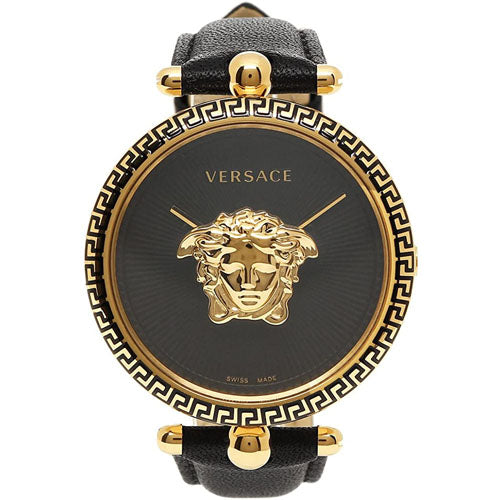 Versace Palazzo Empire Black Dial Black Leather Strap Watch for Women - VCO020017