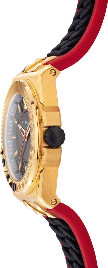 Versace Chain Reaction Quartz Black Dial Red & Black Rubber Strap Watch for Men - VEDY00319