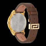 Versace Code Quartz Blue Dial Brown Leather Strap Watch For Men - VEPO00220