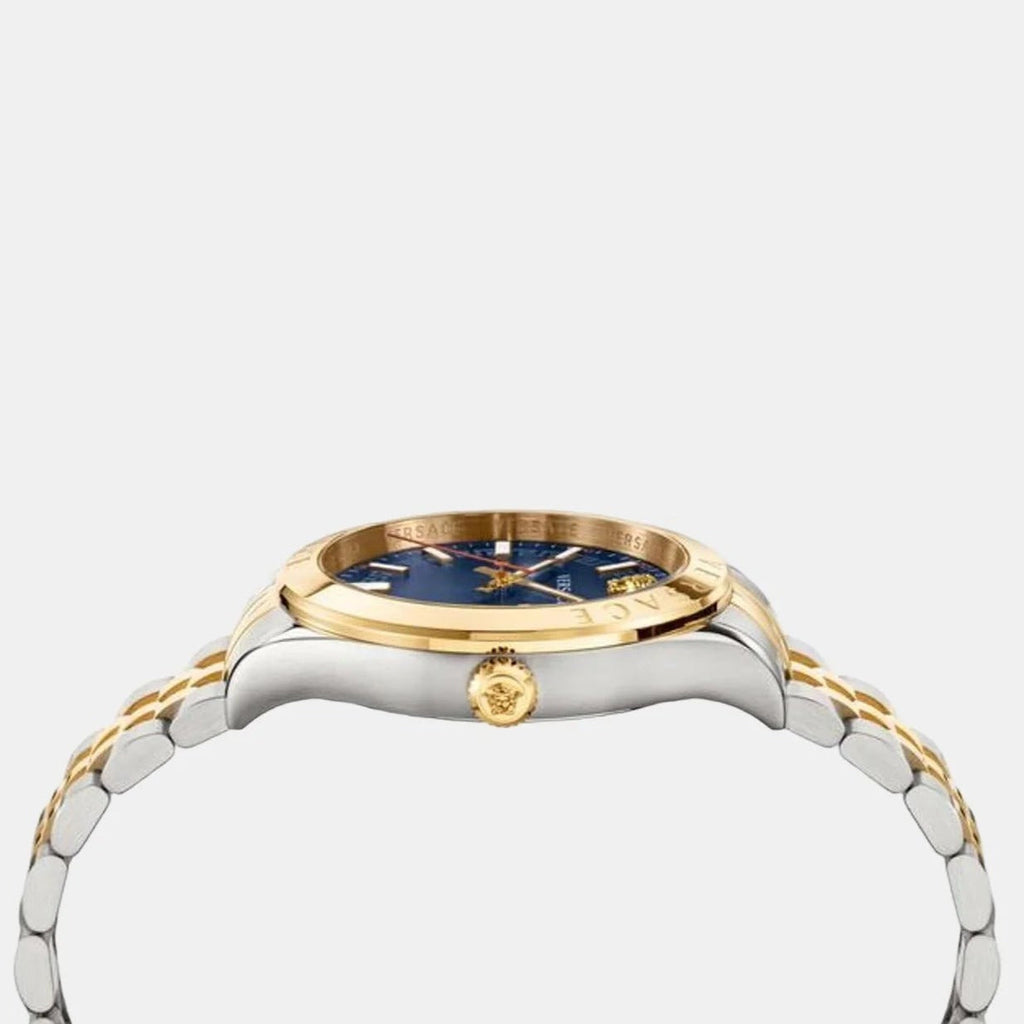 Versace Hellenyium Quartz Blue Dial Two Tone Steel Strap Watch For Men - VEVK00520