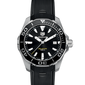 Tag Heuer Aquaracer Black Dial Black Rubber Strap Watch for Men - WAY111A.FT6151
