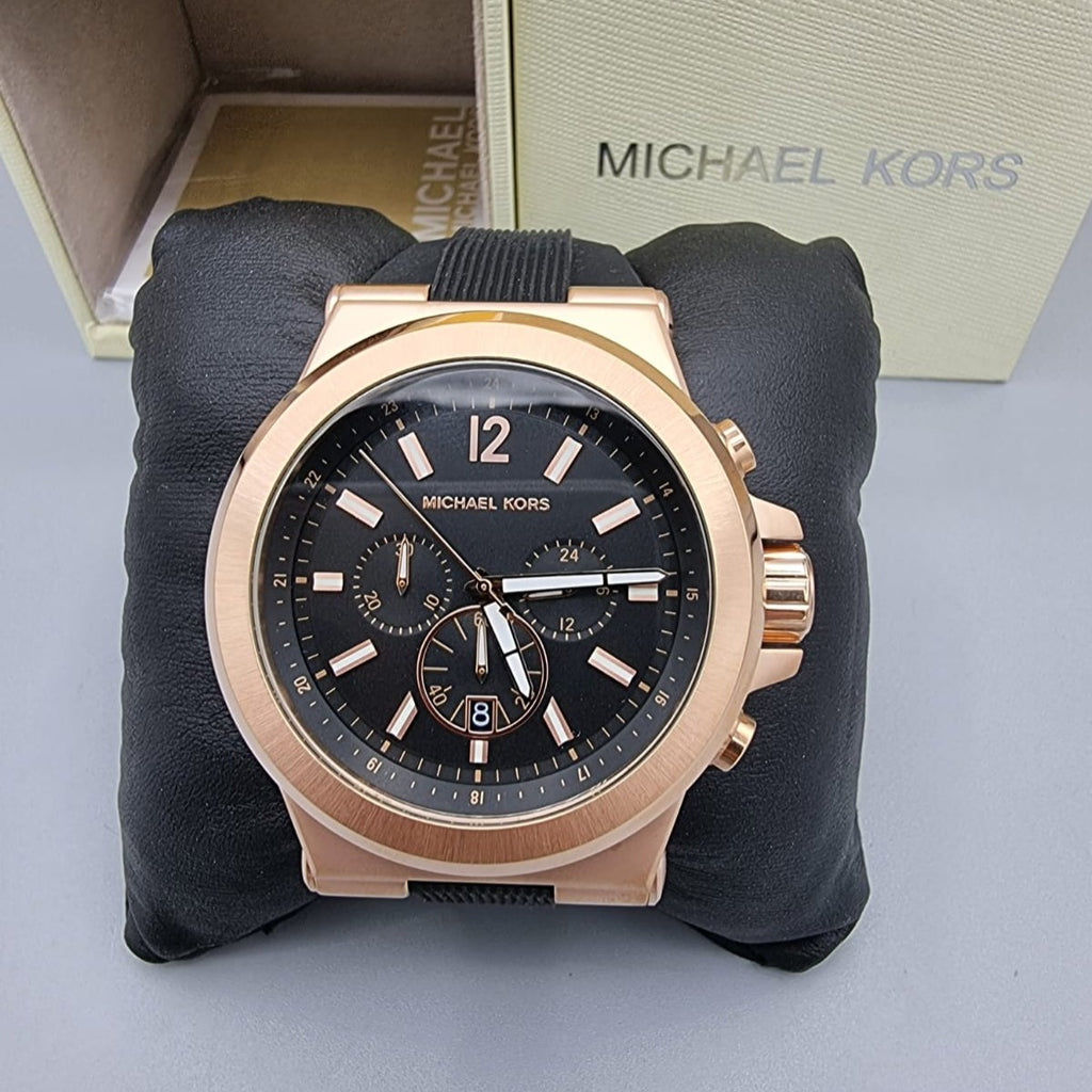 Michael Kors Dylan Black Dial Black Rubber Strap Watch for Men - MK8184