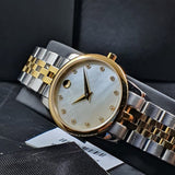Movado Museum Classic Diamonds Mother of Pearl Dial Two Tone Steel Strap Watch For Women - 0606613