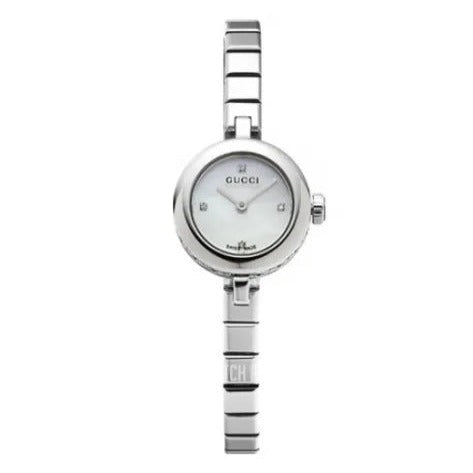 Gucci Diamantissima Quartz Diamonds White Dial Silver Steel Strap Watch For Women - YA141503