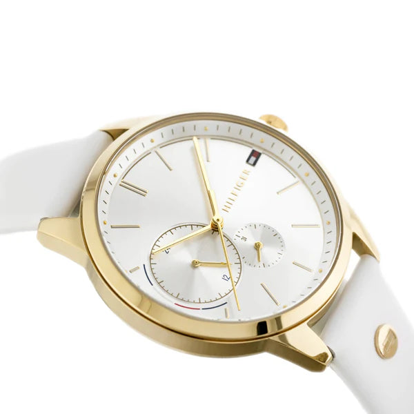 Tommy Hilfiger Brooklyn Quartz White Dial White Leather Strap Watch for Women - 1782018