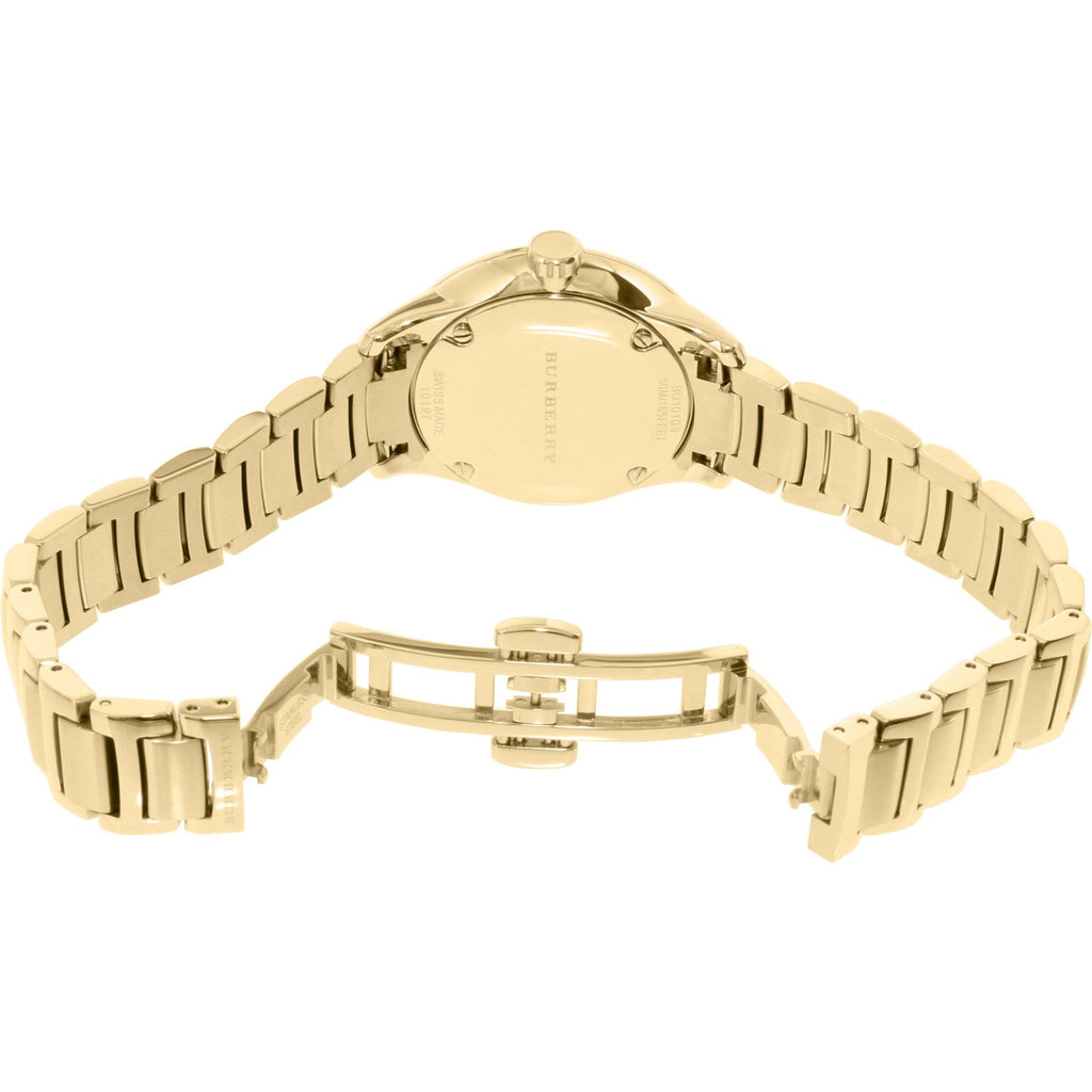 Burberry The Classic Champagne Dial Gold Steel Strap Watch for Women - BU10109