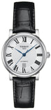 Tissot Carson Premium Automatic Lady Silver Dial Black Leather Strap Watch for Women - T122.207.16.033.00