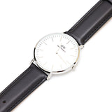 Daniel Wellington Classic Sheffield White Dial Black Leather Strap Watch For Men - DW00100020