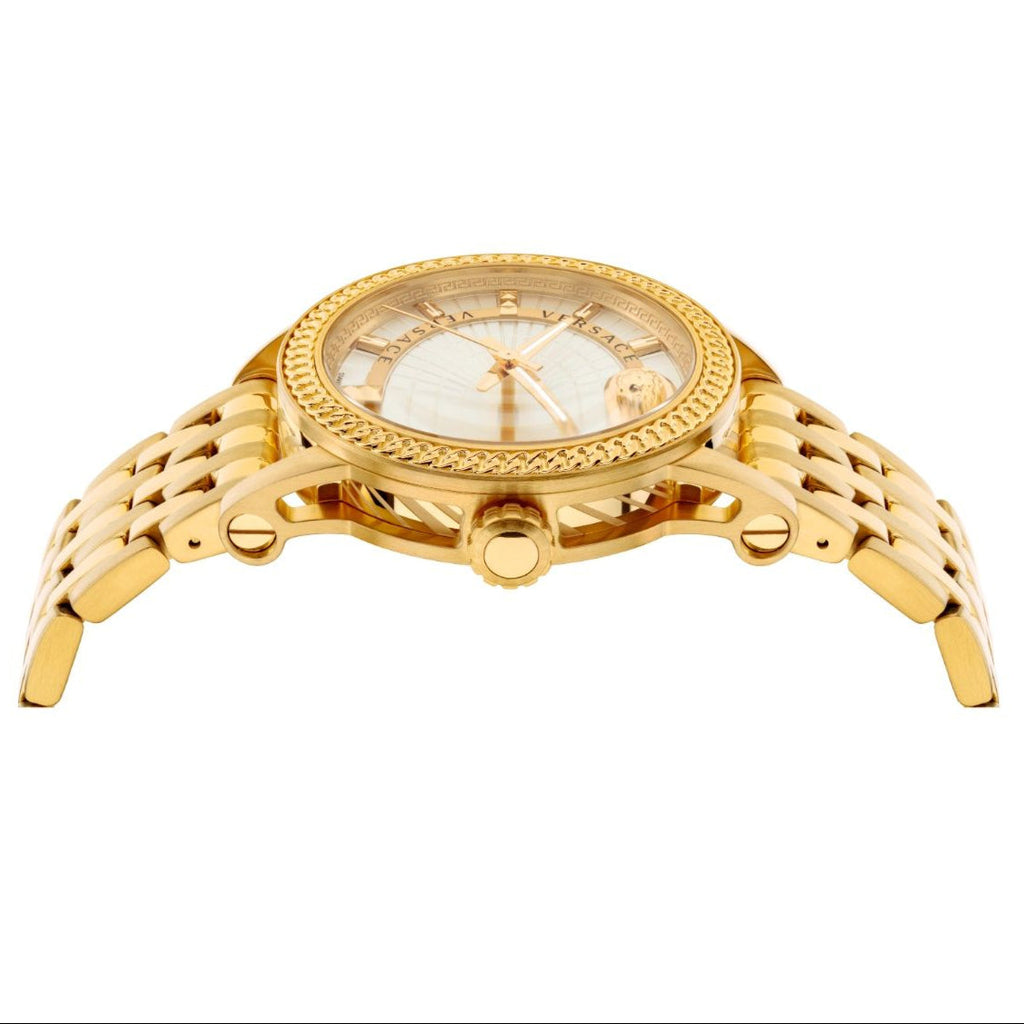 Versace Code Quartz Silver Dial Gold Steel Strap Watch For Men - VEPO00420