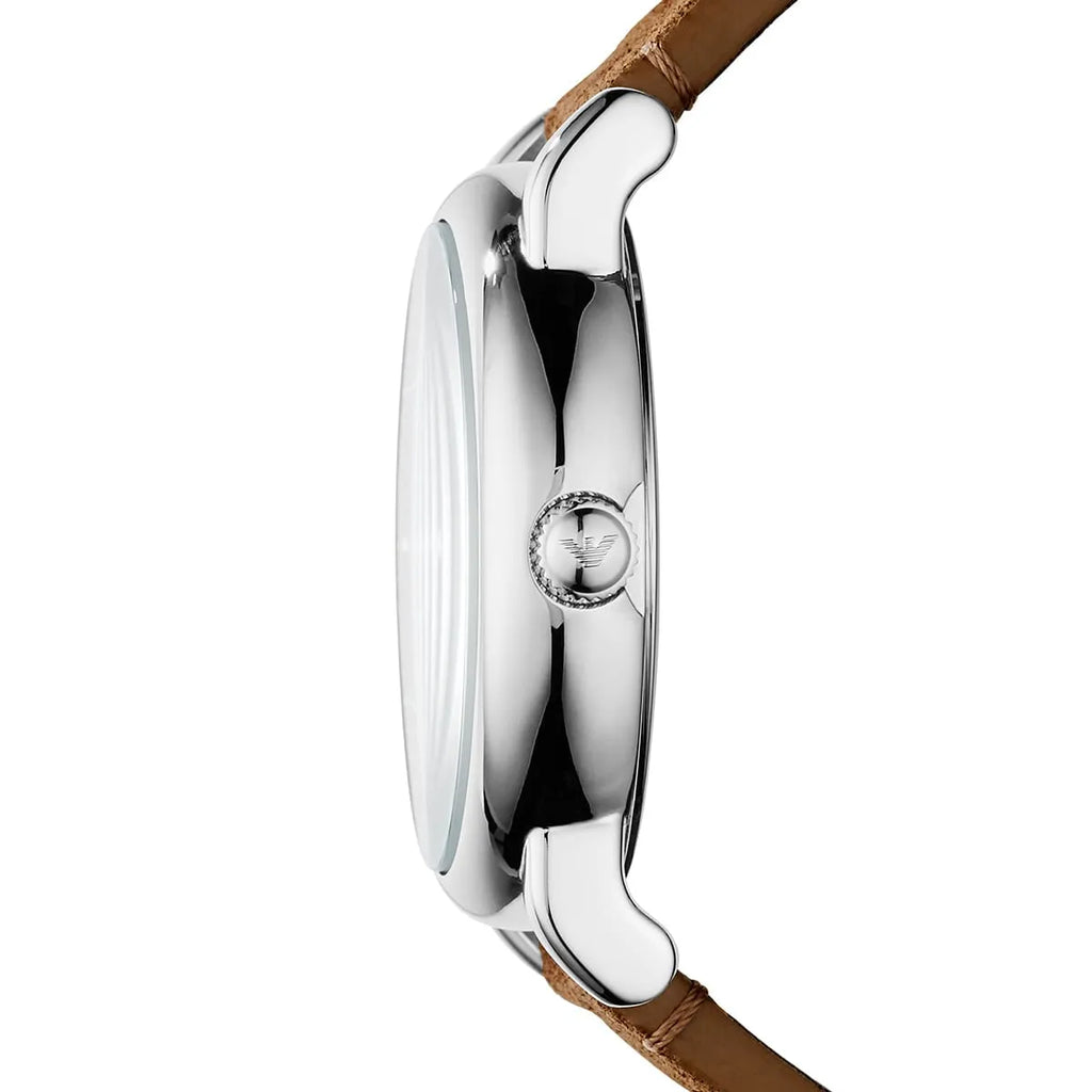 Emporio Armani Luigi Quartz Gray Dial Brown Leather Strap Watch For Men - AR11070