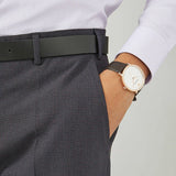 Emporio Armani Modern Slim Analog Silver Dial Brown Leather Strap Watch For Men - AR11163