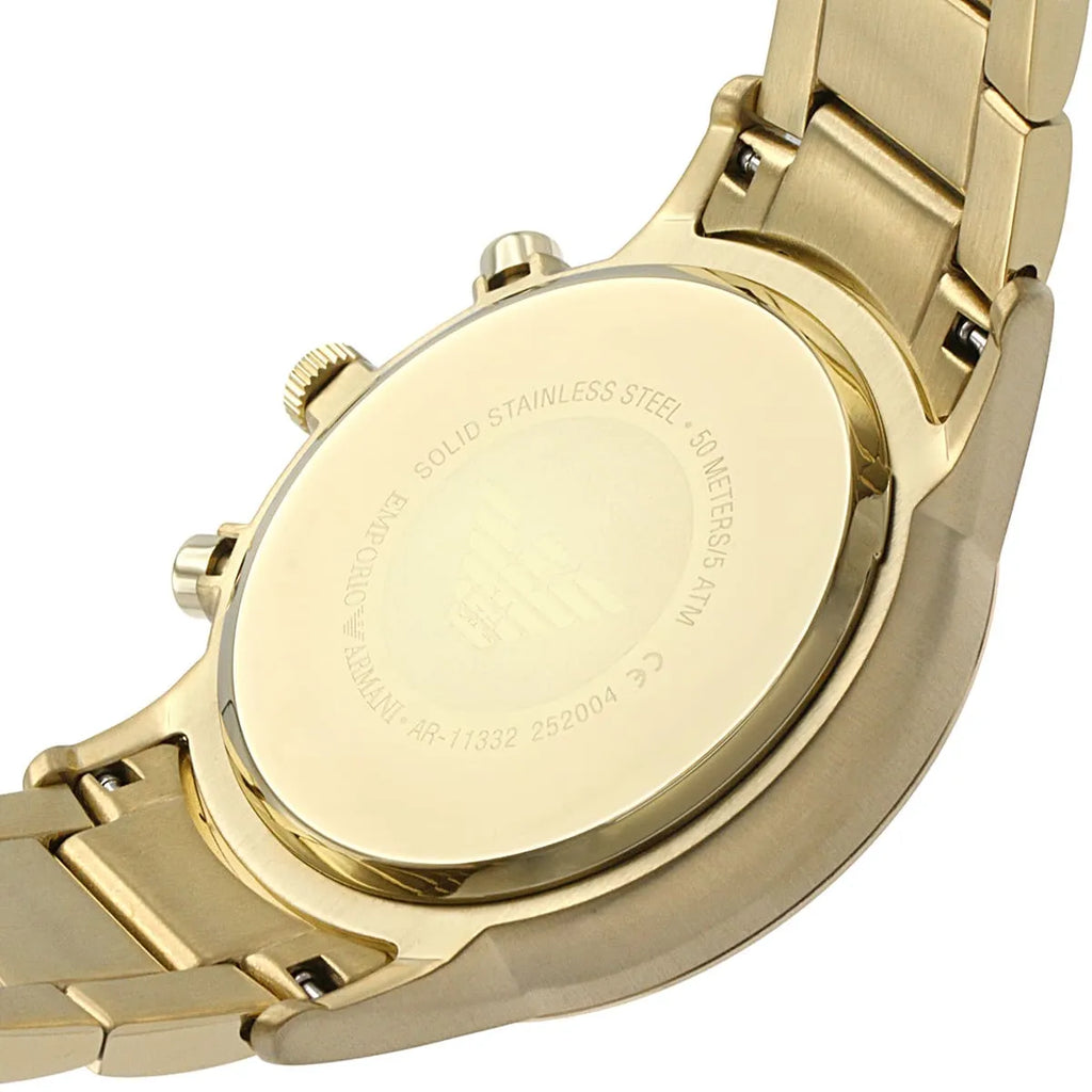 Emporio Armani Renato Chronograph White Dial Gold Steel Strap Watch For Men - AR11332