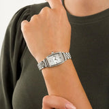 Emporio Armani Gianni T-Bar Quartz White Dial Silver Steel Strap Watch For Women - AR11405