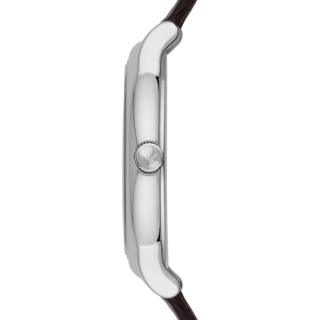 Emporio Armani Luigi Quartz Gray Dial Brown Leather Strap Watch For Men - AR1996