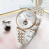 Emporio Armani Gianni T-Bar Analog White Dial Two Tone Steel Strap Watch For Women - AR60019