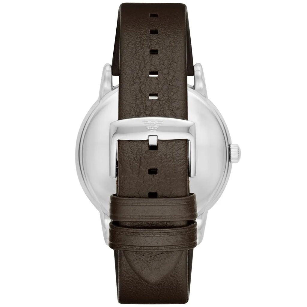 Emporio Armani Kappa Quartz White Dial Brown Leather Strap Watch For Men - AR80006