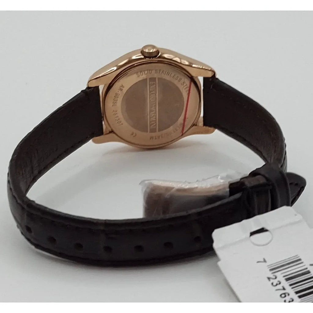 Emporio Armani Classic White Dial Brown Leather Strap Watch For Men - AR9035