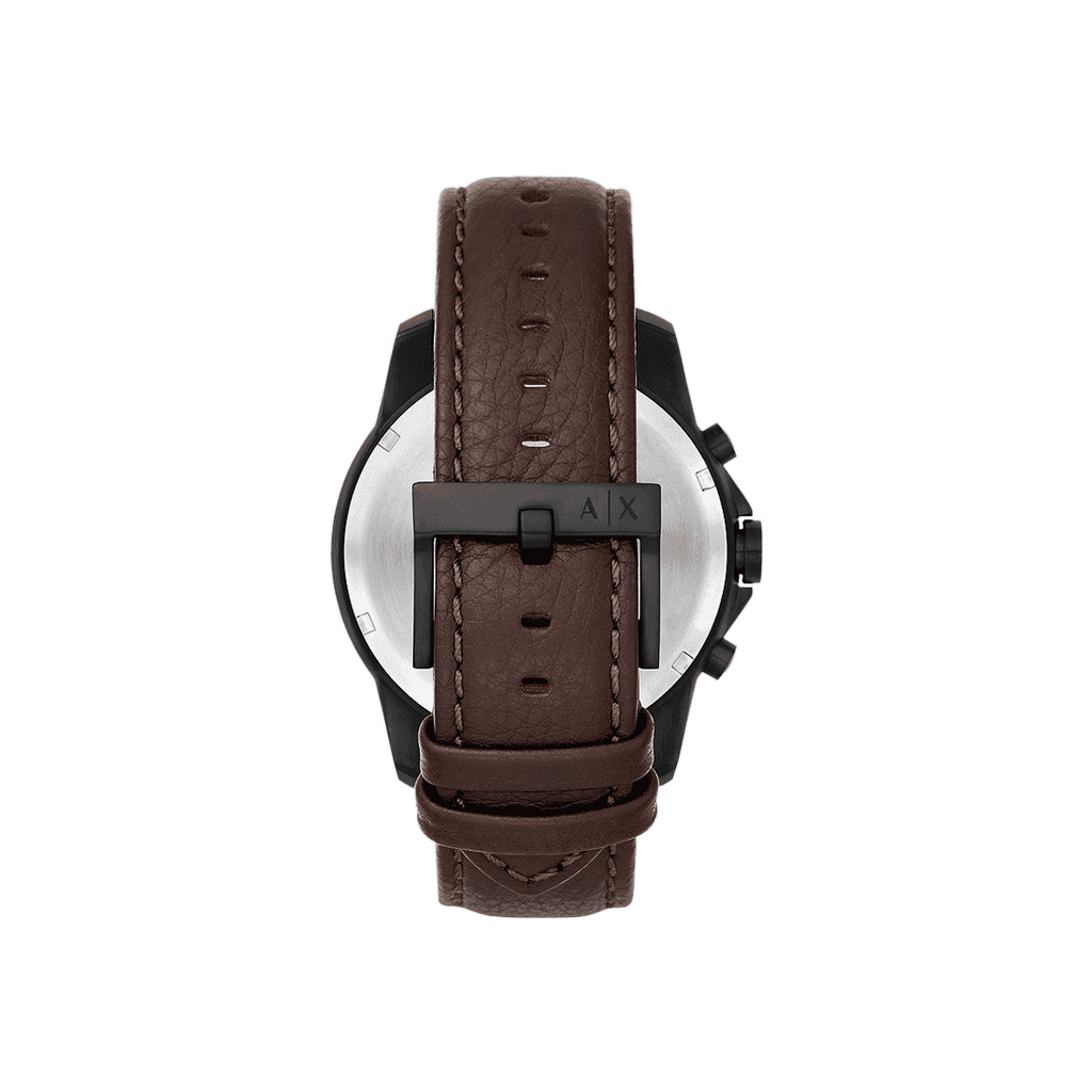 Armani Exchange Outerbanks Chronograph Black Dial Brown Leather Strap Watch For Men - AX1732