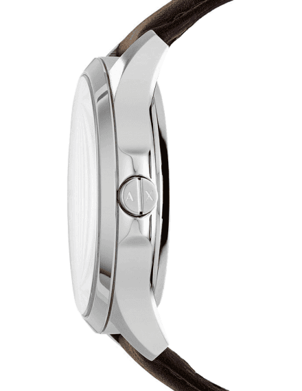 Armani Exchange Hampton Chronograph White Dial Brown Leather Strap Watch For Men - AX2187